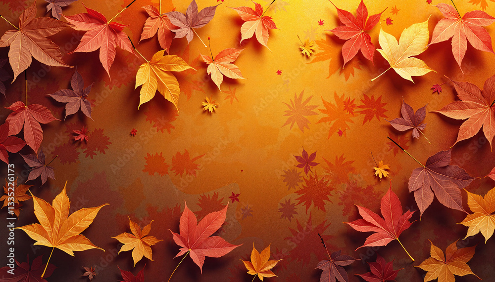 Seamless texture of digital leaves in autumn colors, natural theme Seamless texture of digital leaves in autumn colors, natural theme
