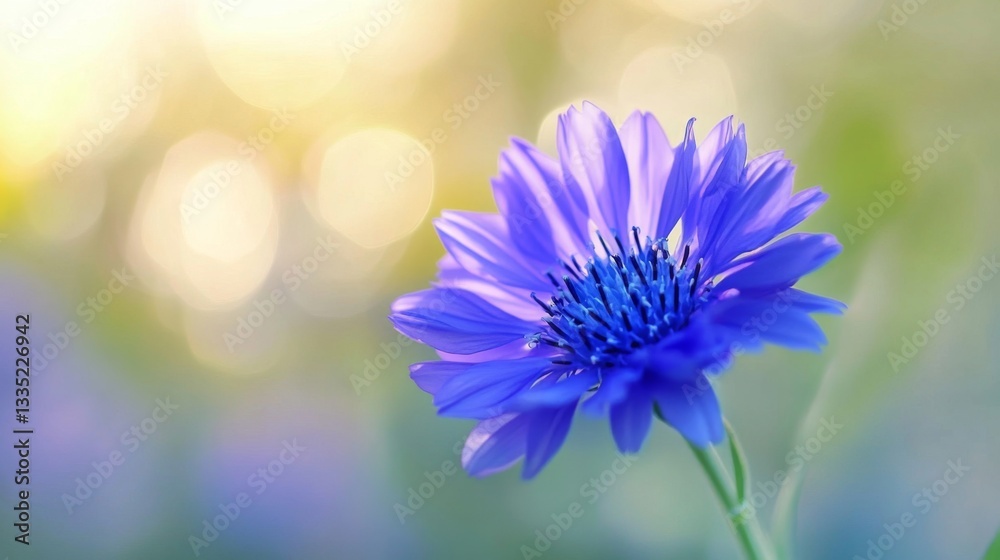 Fototapeta premium Tranquil purple flower in sunlit garden setting for nature design
