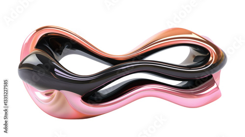 Wallpaper Mural Pink-black-gold wave fluid holographic Iridescent 3D render icon isolated on white background Torontodigital.ca