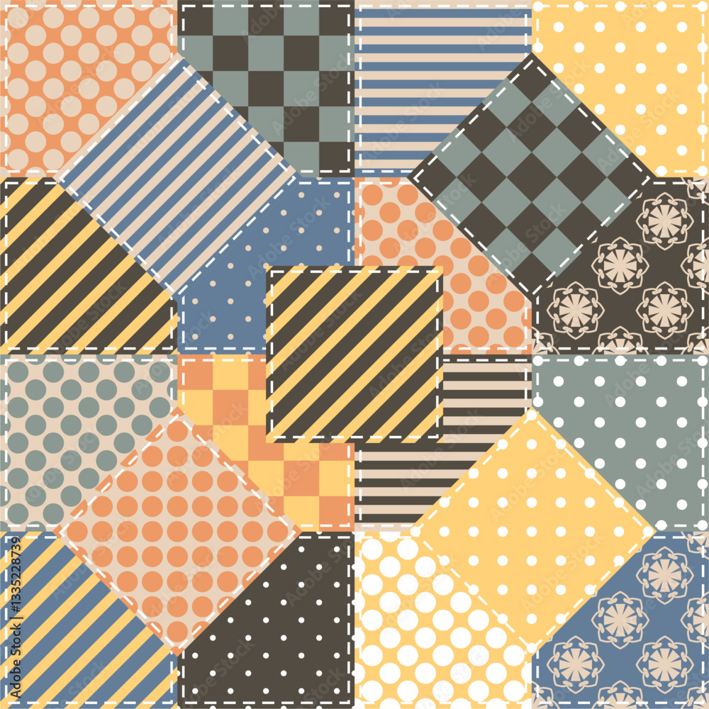 Patchwork print wallpaper background with different patterns quilting hobby craft handmade
Patchwork print wallpaper background with different patterns quilting hobby craft handmade