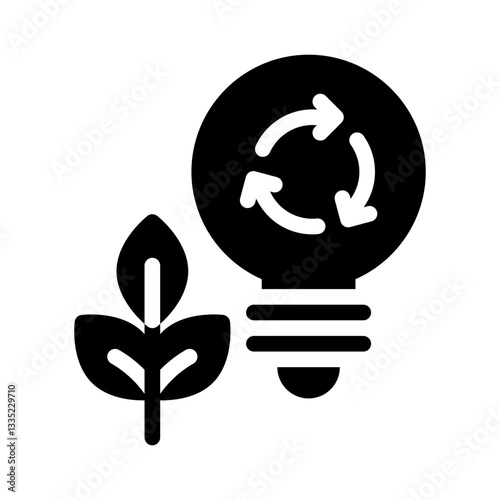 eco friendly lighting glyph icon