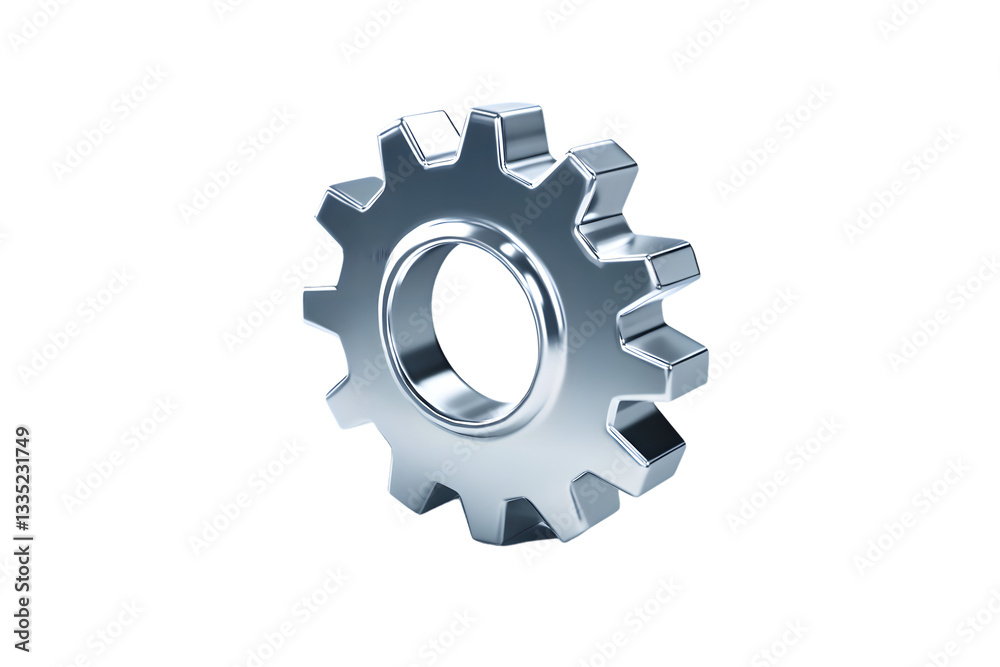 3D Rendered Metallic Gear Icon for Technology and Engineering Projects 3D Rendered Metallic Gear Icon for Technology and Engineering Projects