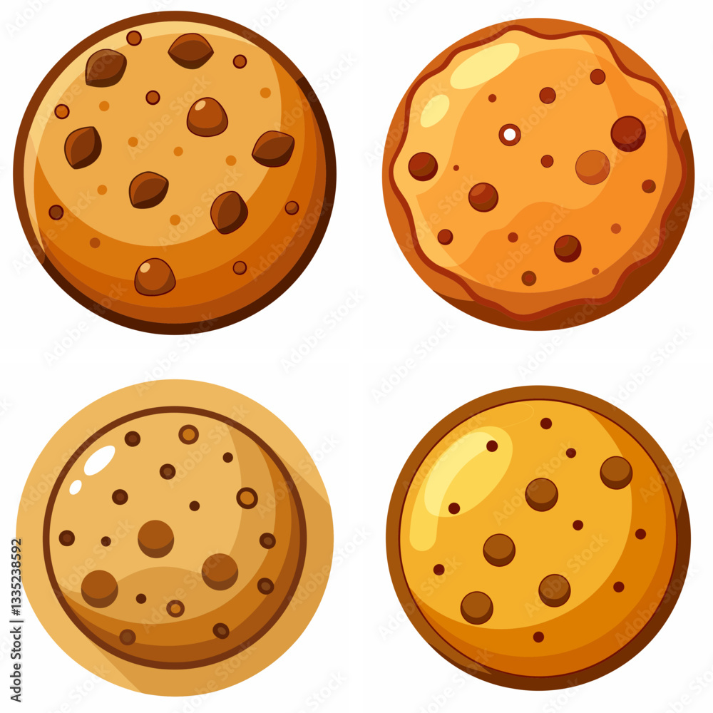 Fototapeta premium Chocolate thrips, Chocolate, Cookie, food, button, vector, illustration, cookie, circle, icon, chocolate, round, design, set, cookies, snack, sewing, biscuit, cheese, sweet, clothing, cartoon, dessert