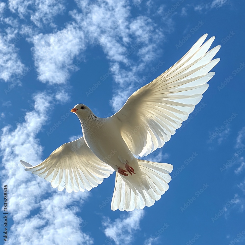 Obraz premium Holy dove on sky background