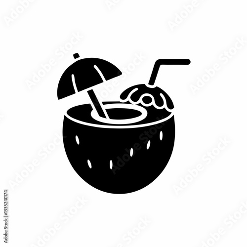 creative details Coconut Drink Icon vector illustration