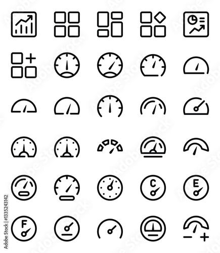 Putline icons set for Dashboard, Speedometer