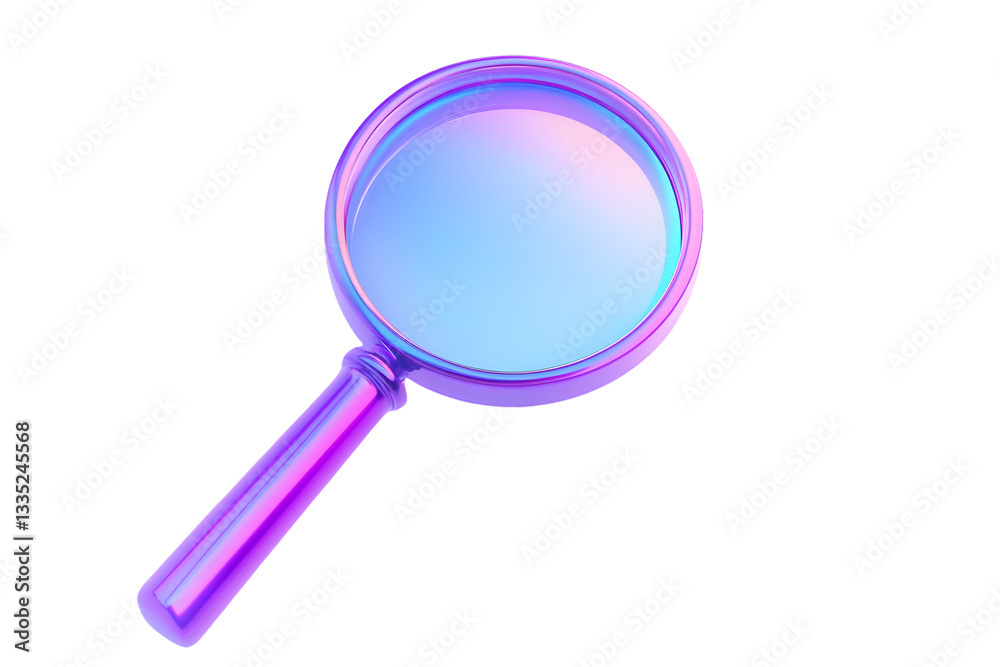 A vibrant magnifying glass with a gradient handle ideal for search and investigation themes A vibrant magnifying glass with a gradient handle ideal for search and investigation themes