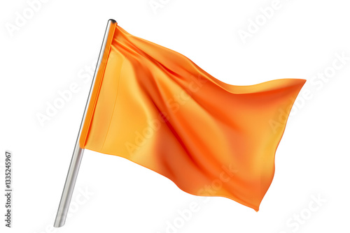 A vibrant orange flag fluttering in the wind perfect for signaling or decorative purposes