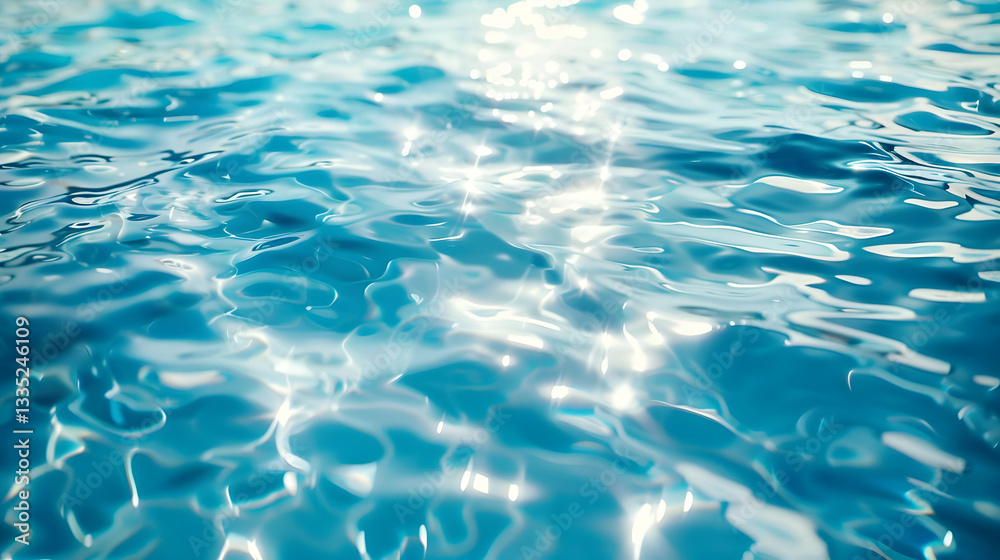 Sparkling blue water ripples under bright sunlight creating a tranquil and refreshing atmosphere Sparkling blue water ripples under bright sunlight creating a tranquil and refreshing atmosphere