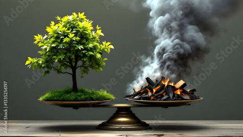 burning tree in fire