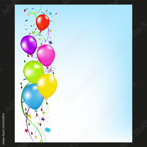 Celebrate in style with a vibrant Happy Birthday poster and background design featuring balloons, confetti, typography, and festive elements, perfect for any occasion.