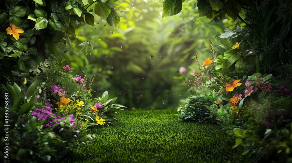 Fototapeta premium panoramic view of the nature, green nature scenery, fresh nature