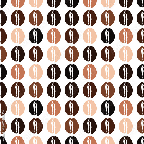 Seamless coffee bean pattern for coffee shop backgrounds, cafe decorations, dining venues and culinary events. for a coffee-themed greeting card. for coffee-themed fabric motifs