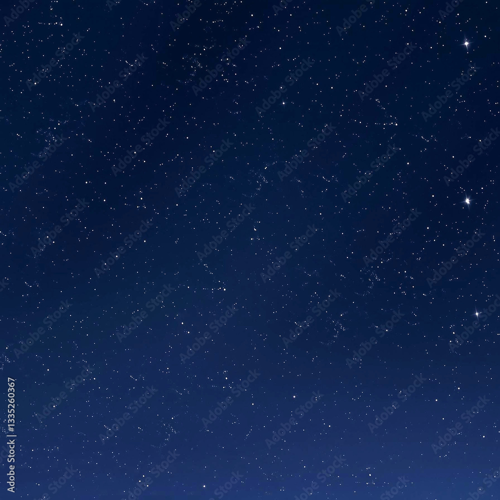 Fototapeta premium Starry Night Sky Over A Glowing Horizontally Graded Blue Gradient.