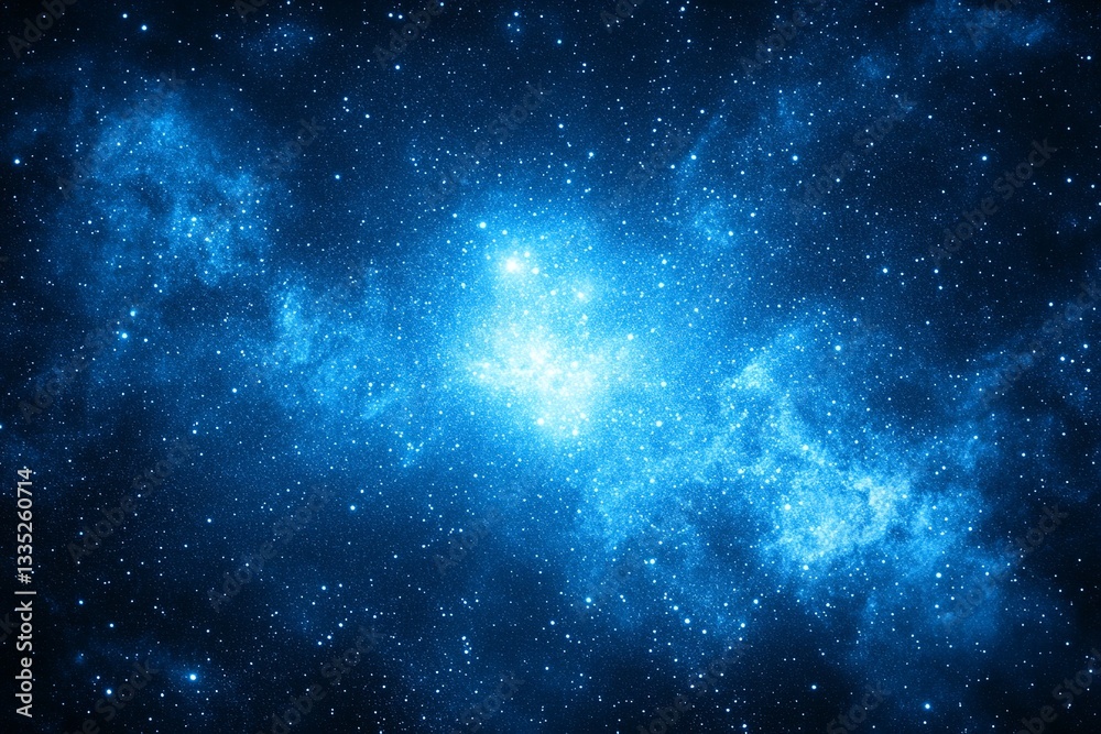 Naklejka premium Cosmic Nebula in Deep Space Illuminated by Stars, with a Dark Background and Celestial Glow