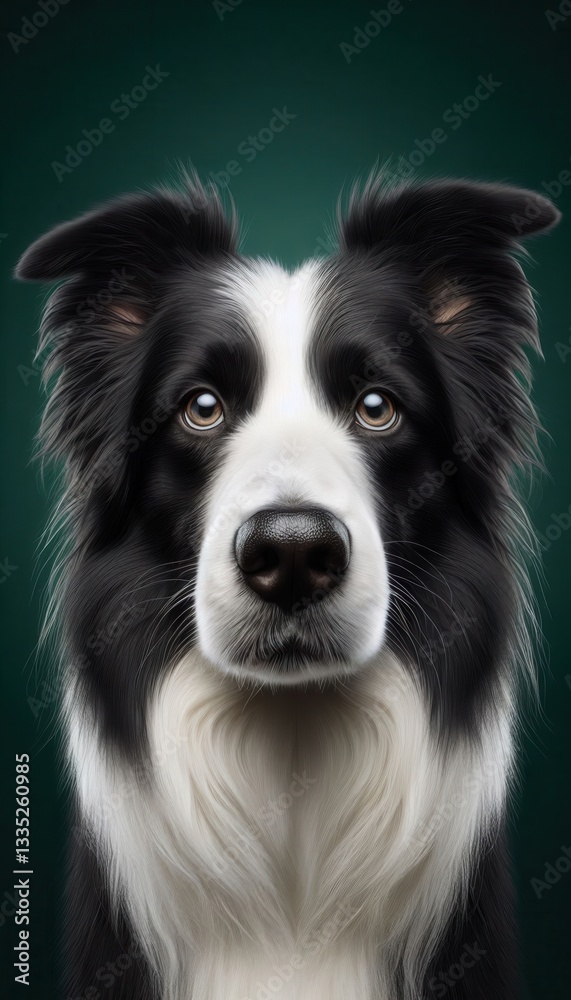 Fototapeta premium Majestic border collie portrait studio setting digital art captivating expression close-up view