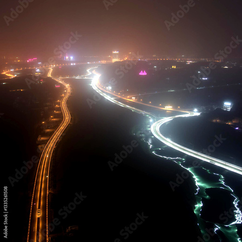 Foggy Night on the Elevated Highway