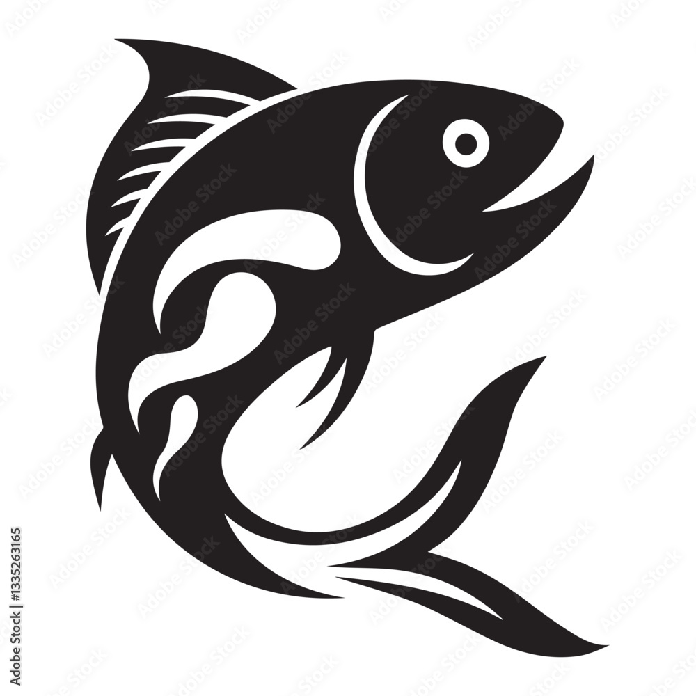 Obraz premium Bold Tribal Fish Graphic Design