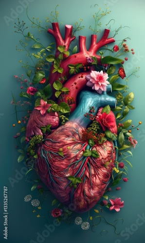 body organ wallpaper decoration art beautiful flower decoration elegant plain background Generate AI