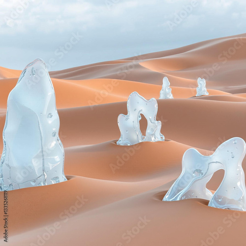 Frozen Monoliths in the Sahara Desert