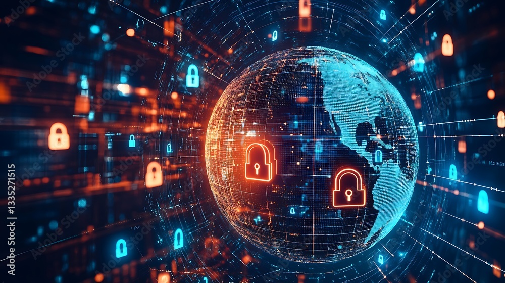 A digital representation of a secure global network connection A digital representation of a secure global network connection