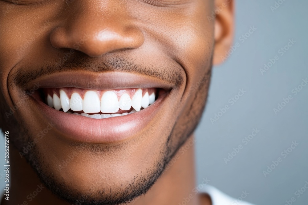 Close-up of smiling man showing perfect white teeth: dental health and hygiene concept Close-up of smiling man showing perfect white teeth: dental health and hygiene concept