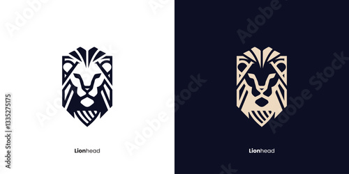 Lion head vector logo icon design with geometric style, Creative concept symbol tiger illustration templates.