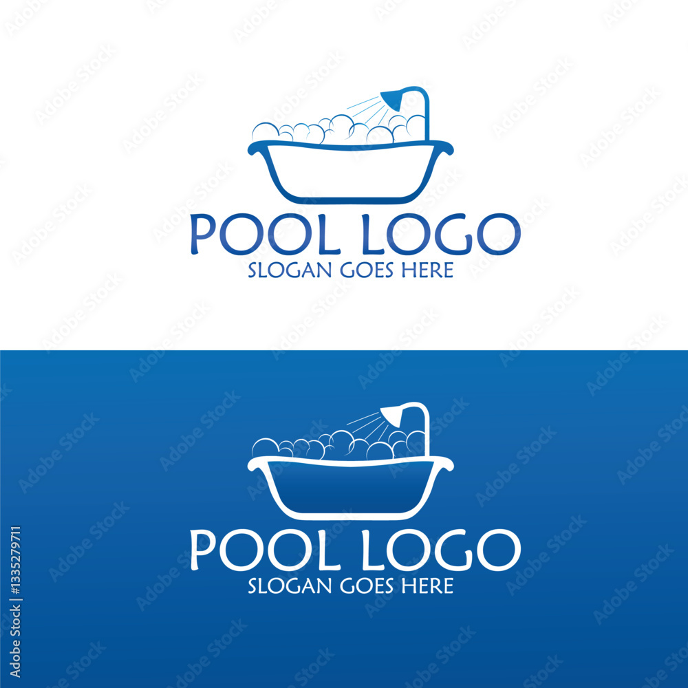 Fototapeta premium Modern Minimalist Swimming Pool and Spa Logo for Business Branding, Luxury Pool and Jacuzzi Logo Design