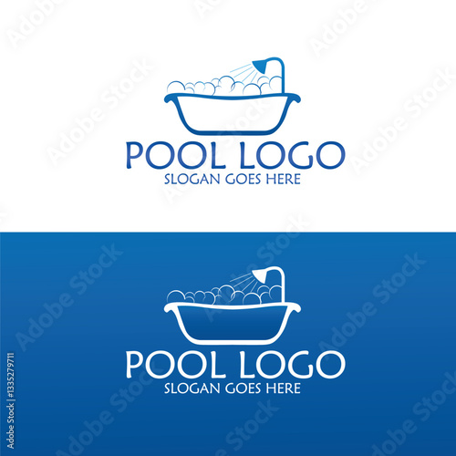 Modern Minimalist Swimming Pool and Spa Logo for Business Branding, Luxury Pool and Jacuzzi Logo Design
