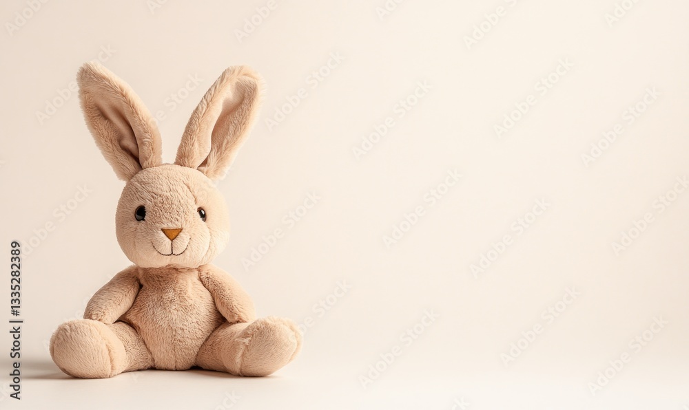 Obraz premium A stuffed rabbit is sitting on a white background