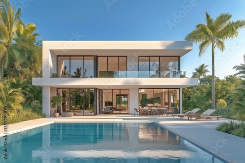 Modern Beachfront Villa With Pool and Tropical Landscaping in Sunny Destination