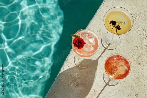 Refreshing Summer Cocktails by the Poolside With Vibrant Colors and Enticing ...