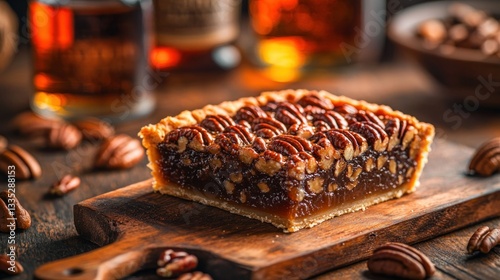 Rich pecan pie bar, golden crust, sweet filling