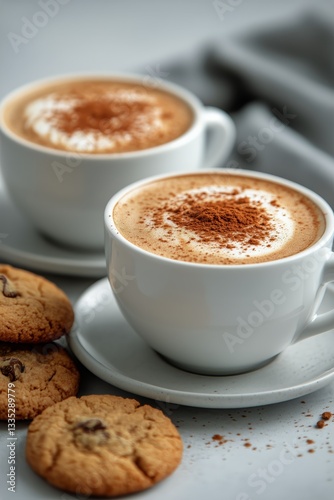 Warm Cocoa and Chocolate Chip Cookies Set on a Rustic Table