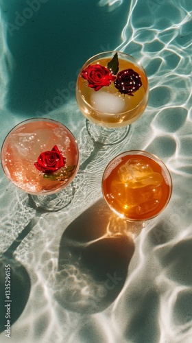Refreshing Summer Cocktails by the Poolside With Vibrant Colors and Enticing ...