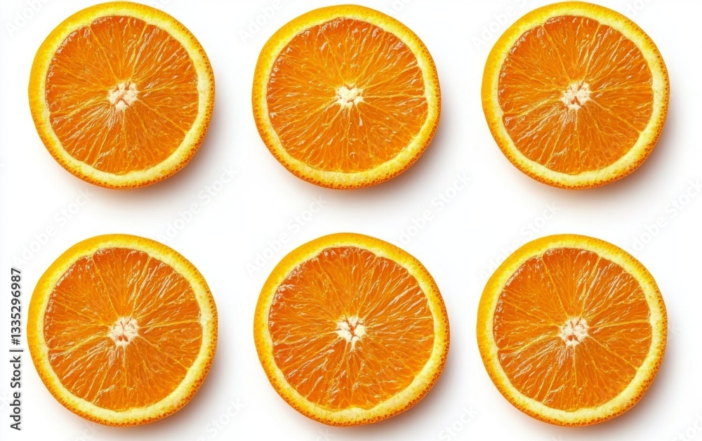 Orange slices on white background