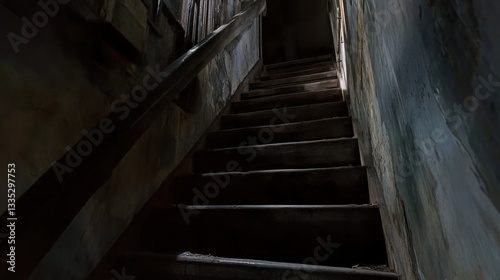 Dark Creepy Staircase Leading to the Unknown Perfect for Mystery Horror and Suspense Themes