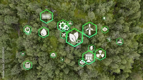 CO2 reduce. Net zero. Net zero emission, 2050, carbon neutral concept. Greenhouse gas emissions target. Climate neutral long term strategy 2050 with net zero icons on green forest landscape