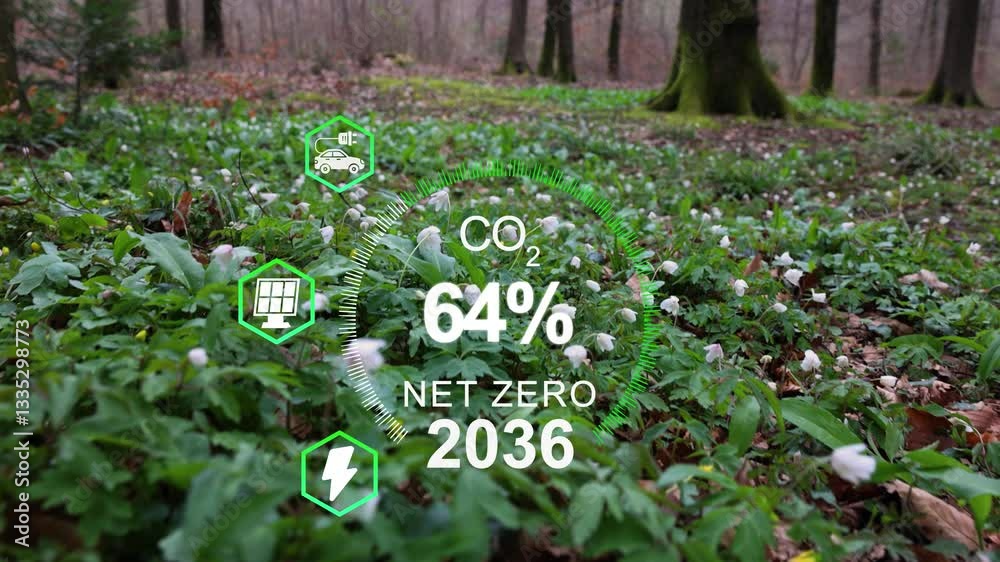 Vidéo Stock Net Zero Emissions by 2050 policy concept. Digital ...