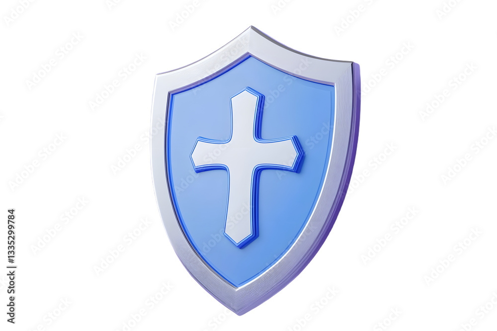 3d Shield with a cross icon symbol on isolated purple background. Protection of health from diseases. Healthcare security insurance medical concept. 3d Minimal insurance blue shield icon. 3d render. 3d Shield with a cross icon symbol on isolated purple background. Protection of health from diseases. Healthcare security insurance medical concept. 3d Minimal insurance blue shield icon. 3d render.