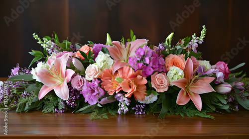 Sympathy floral arrangement with delicate blooms for memorial themes