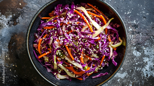 Tangy Asian slaw with shredded cabbage and sesame seeds