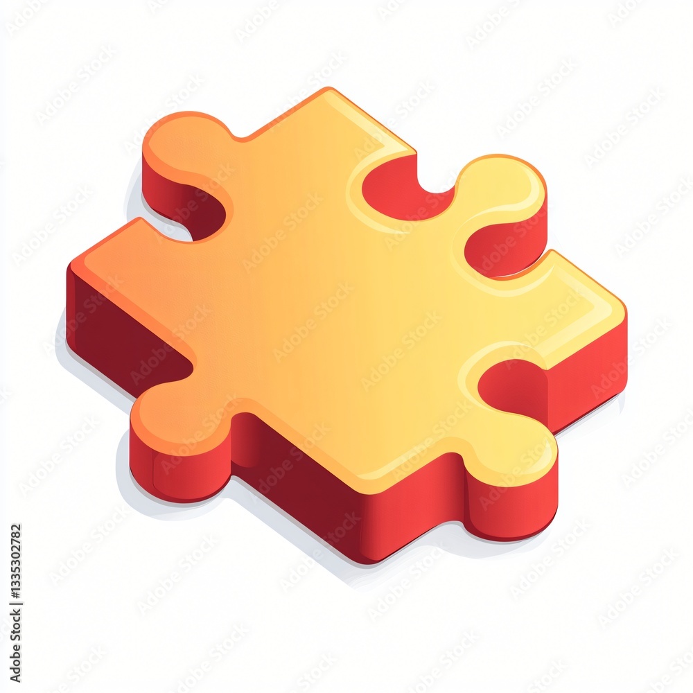 Flat Isometric Puzzle Piece Icon Isolated on White Background for Design and Graphics Use Flat Isometric Puzzle Piece Icon Isolated on White Background for Design and Graphics Use