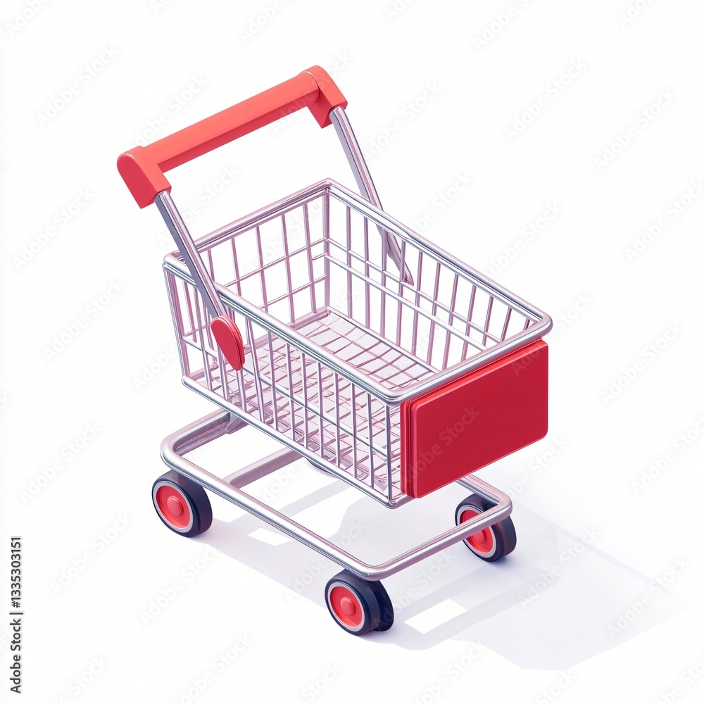 Isometric Flat Icon of Shopping Cart Isolated for E-commerce and Retail Applications Isometric Flat Icon of Shopping Cart Isolated for E-commerce and Retail Applications