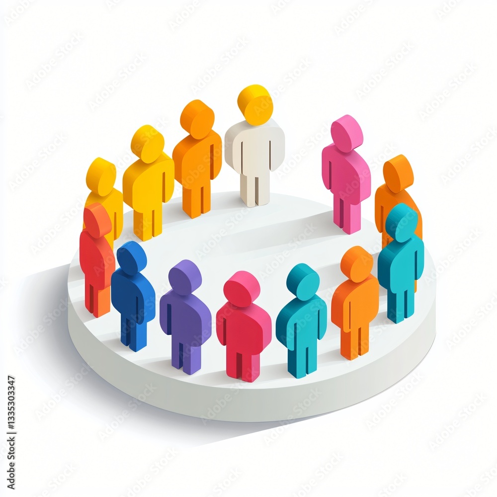Isometric Icon of Diverse User Group with Team Members in Flat Design Style Isometric Icon of Diverse User Group with Team Members in Flat Design Style