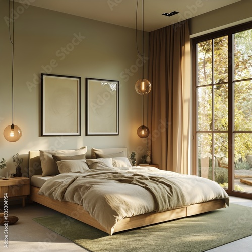 Cozy Bedroom With Large Windows and Natural Light in a Modern Home Setting
