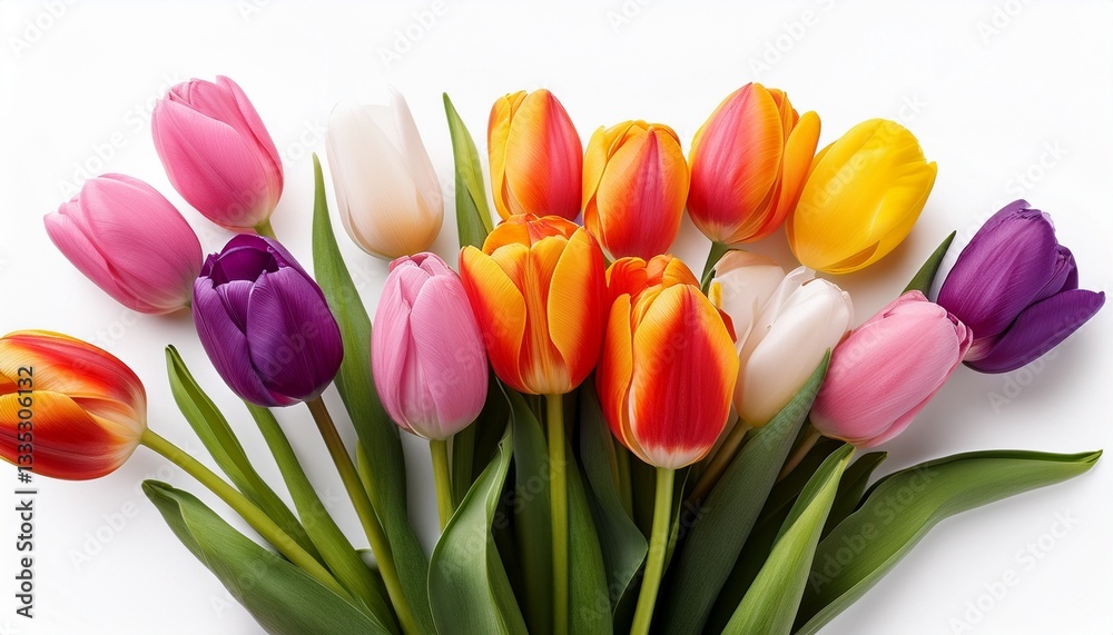 multicolored tulips on a white background bouquet of spring flowers isolate on white background multicolored tulips on a white background bouquet of spring flowers isolate on white background