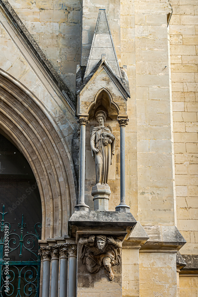 View of Church of Saint Anne in Montpellier - one of most eye-catching landmarks. Neo-Gothic-style church built in the 19C. Montpellier. France.