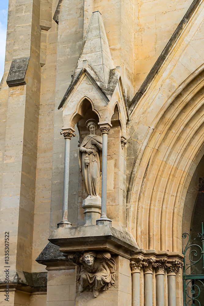 View of Church of Saint Anne in Montpellier - one of most eye-catching landmarks. Neo-Gothic-style church built in the 19C. Montpellier. France.