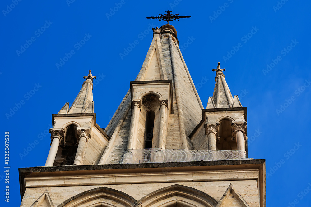 View of Church of Saint Anne in Montpellier - one of most eye-catching landmarks. Neo-Gothic-style church built in the 19C. Montpellier. France.